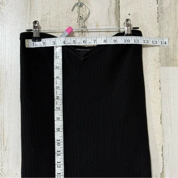 Guess Slimming Black Ribbed Mini Dress Strapless - Picture 5 of 10